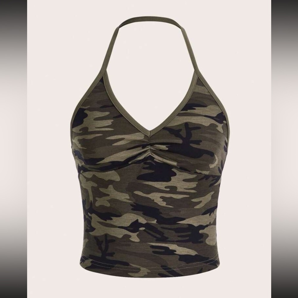 Camo V-Neck Women's Top